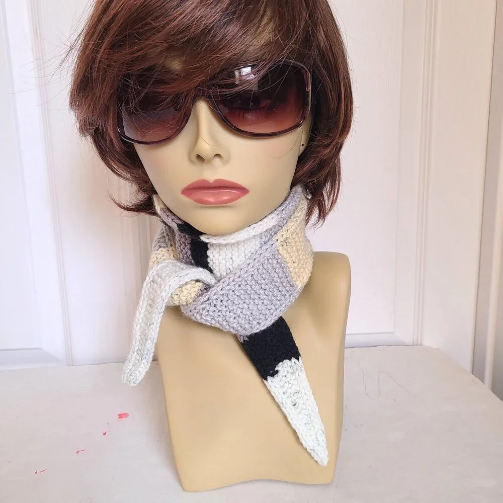 Sophie Scarf Classic Design Small Double Wrap Handmade Knitted Acrylic